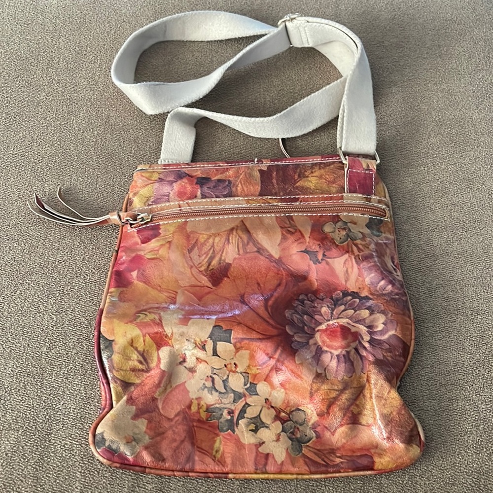 Maurizio Taiuti Floral Print Italian Leather Bag Purse Crossbody (TD)